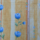Blue Tulips Flowers Vintage Cotton Fabric 140cm, Yellow