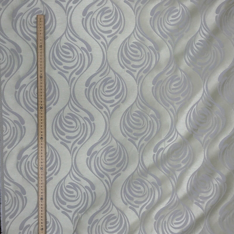 Cream Damask Upholstery Fabric 140cm, Beige