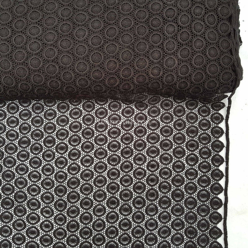 SCHWARZ gefleckte florale Guipure-Spitze aus Baumwolle für Kleider, Brautbesatz, Hochzeitsbluse