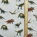 Dinosaurs Jurassic World Digital Cotton Craft Fabric, Silver