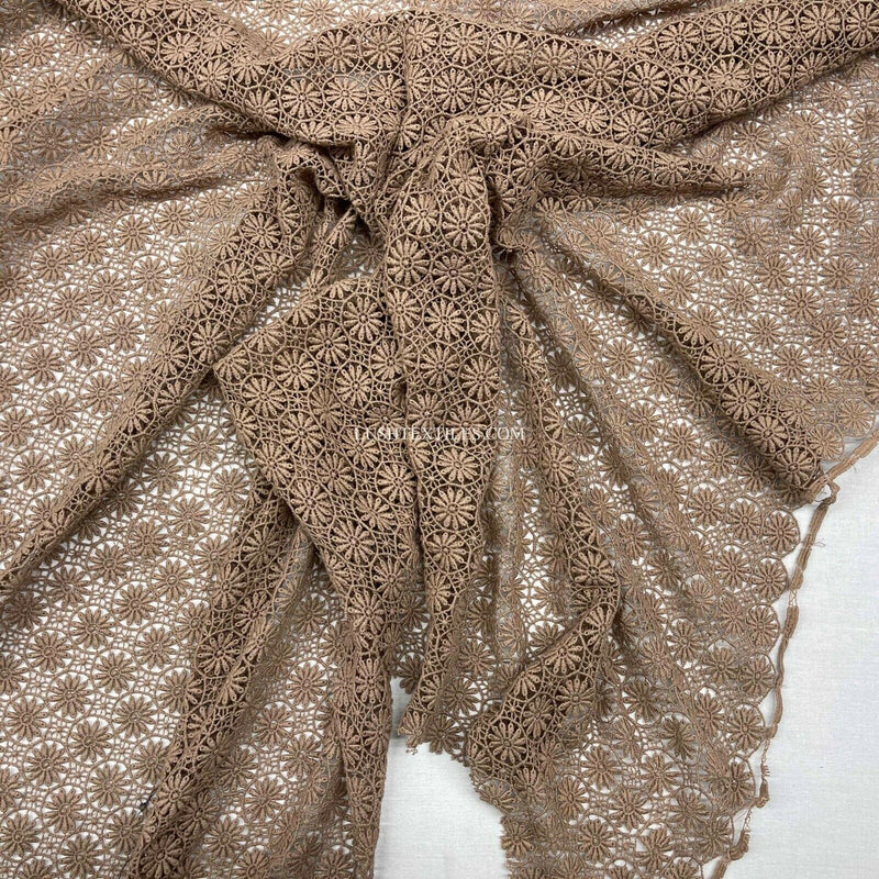 Guipure-Spitze mit Blumenmuster, braun, gefleckt, für Kleider, Dessous, Hochzeitsstoff, 127 cm