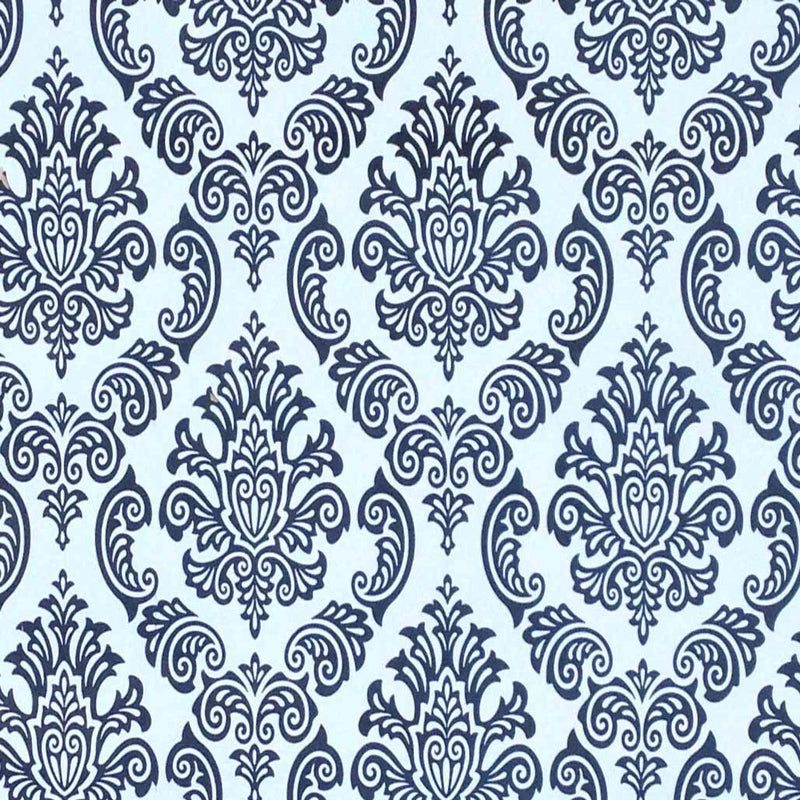 By the Metre Black Damask PVC Printed Tablecloth, White