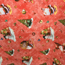 Christmas Print Santa Xmas Tablecloth PVC Fabric, Red