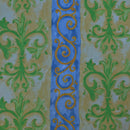 Damask Cotton Vintage Print Fabric, Yellow/Green