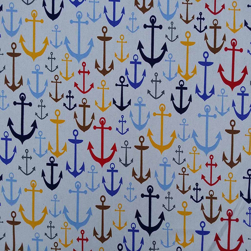 Sailors Anchors Print Furnishing Fabric