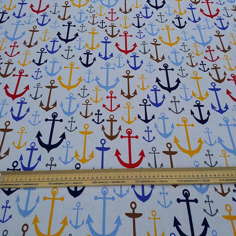 Sailors Anchors Print Furnishing Fabric