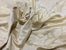 Gold Metallic Flowers Furnishing Fabric, Cream