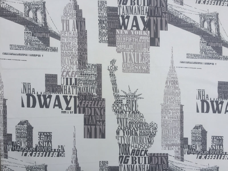 USA Famous Landmarks  Cotton Canvas Furnishing Fabric