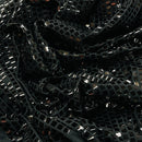 Black Square Sequin Lycra Dress Fabric, Black