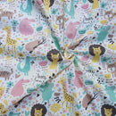 Giraffes Zoo Animals Kids Fun Polycotton Print Kids Dress Quilting Bunting 45"