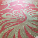 Beige Floral Upholstery Curtain Brocade Fabric 140cm, Red