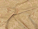 Gold Damask Velvet Flock Taffeta Fabric