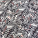 Abstract Designer Viscose Fabric, Ecru