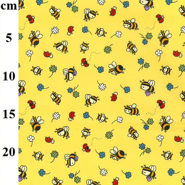 Bumblebee & Flowers Rose & Hubble Cotton Poplin Fabric