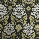 GlobalTex ORLY Beige & White Damask On Black Cotton Fabric Curtain Upholstery