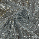 All Over Bling Sequins On Net Fabric, Silver - Bull Ring Fabrics