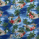 Aloha Hawaii Island Print Rose & Hubble Cotton Fabric - Bull Ring Fabrics