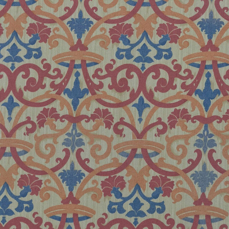 Asics Print Damask Vintage Cotton Fabric, Pink/Peach - Bull Ring Fabrics