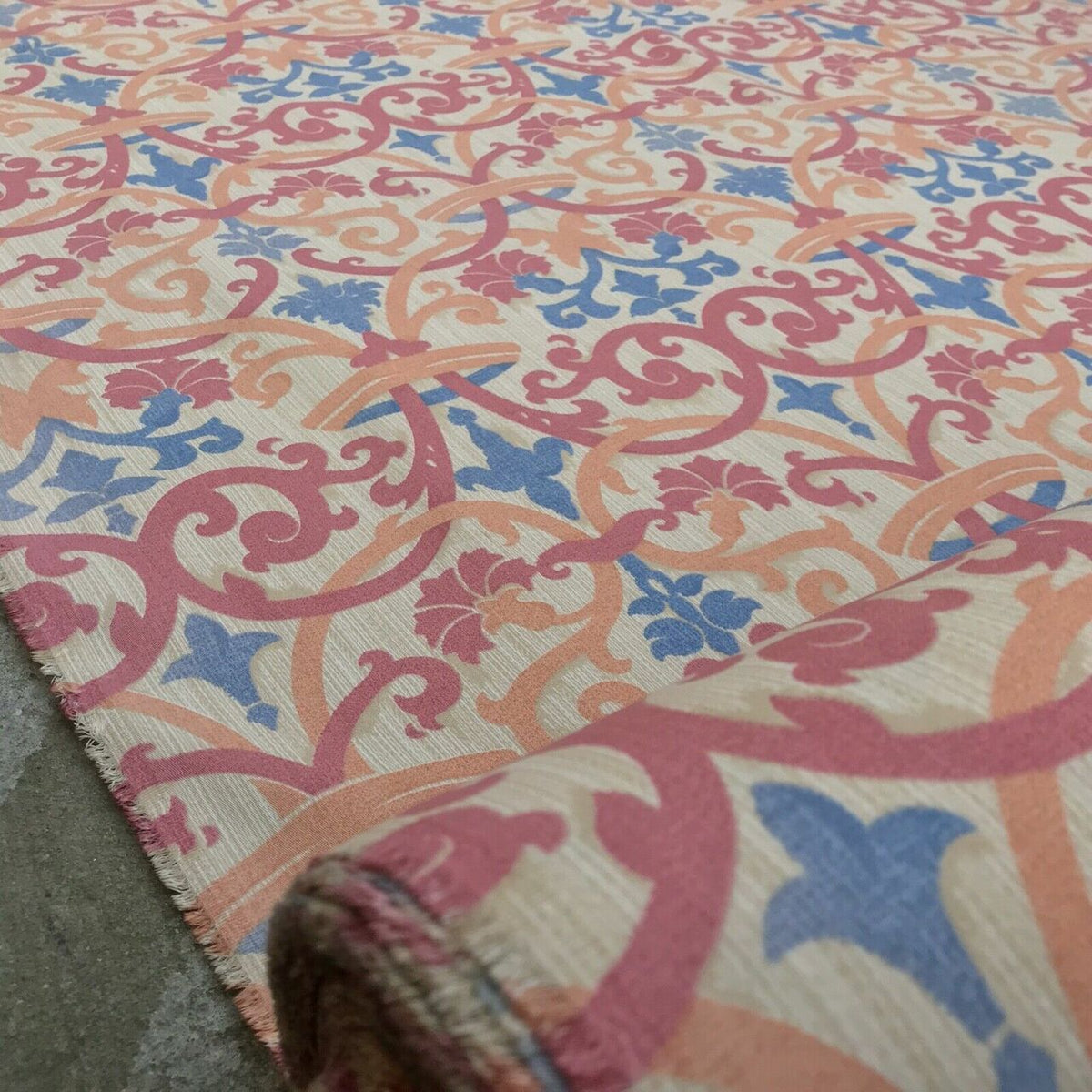 Asics Print Damask Vintage Cotton Fabric, Pink/Peach - Bull Ring Fabrics