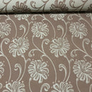 Floral Flowers Curtain Brocade Fabric 140cm, Brown