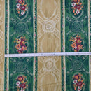 'CADEAU' Damask Vintage Blossom Floral Print Cotton Fabric, Vert/Or