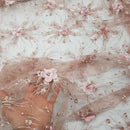 Embroidery 3D Rose & Pearl Lace Net Dress Fabric