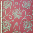 Beige Floral Upholstery Curtain Brocade Fabric 140cm, Red