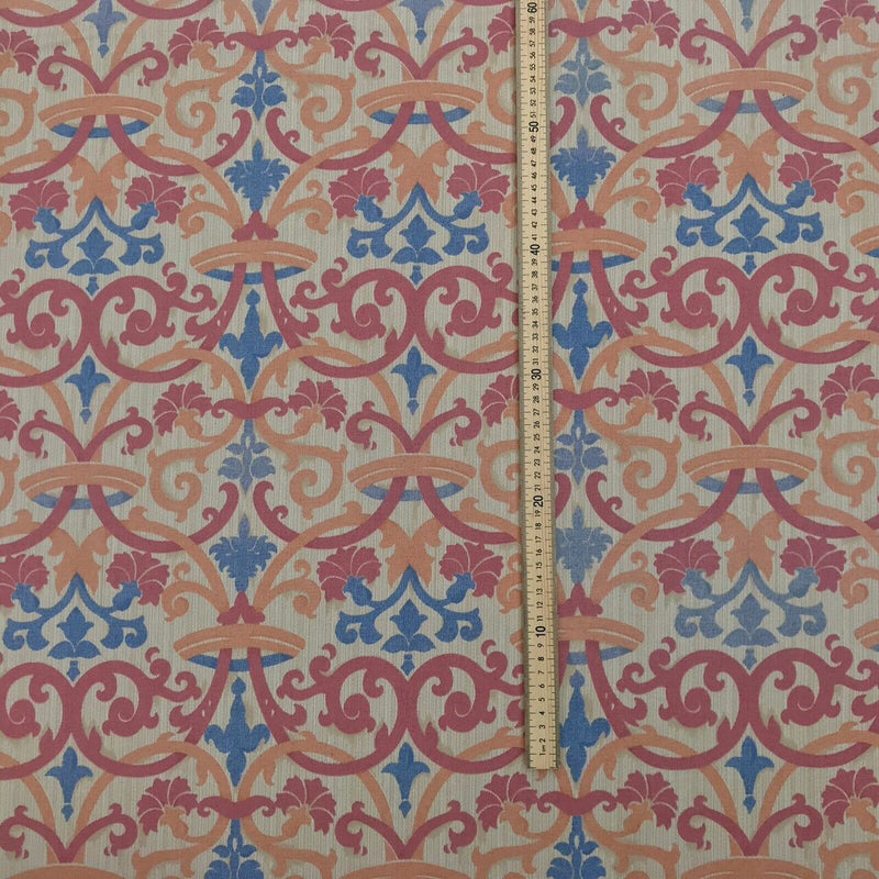 Asics Print Damask Vintage Cotton Fabric, Pink/Peach