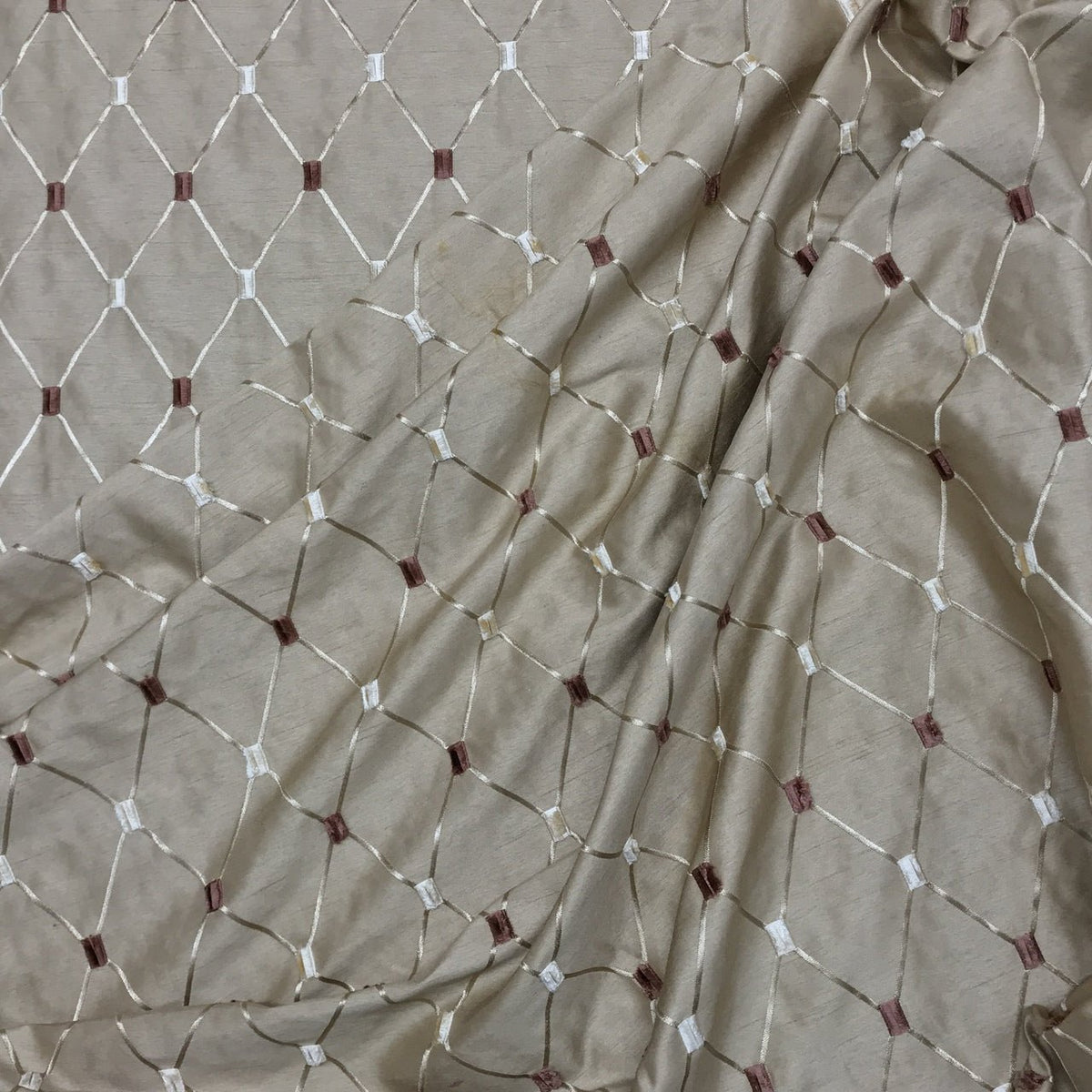 Bamboo Diamond Tuft Taffeta Fabric, Gold - Bull Ring Fabrics
