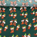 Christmas Stockings Polyester Bi-Stretch Fabric, Green