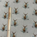 Digital Cotton Animal Linen Fabric, Stags