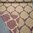 Beige Damask Upholstery Curtain Brocade Fabric, Purple - Bull Ring Fabrics