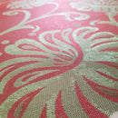 Beige Floral Upholstery Curtain Brocade Fabric 140cm, Red - Bull Ring Fabrics