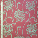 Beige Floral Upholstery Curtain Brocade Fabric 140cm, Red - Bull Ring Fabrics