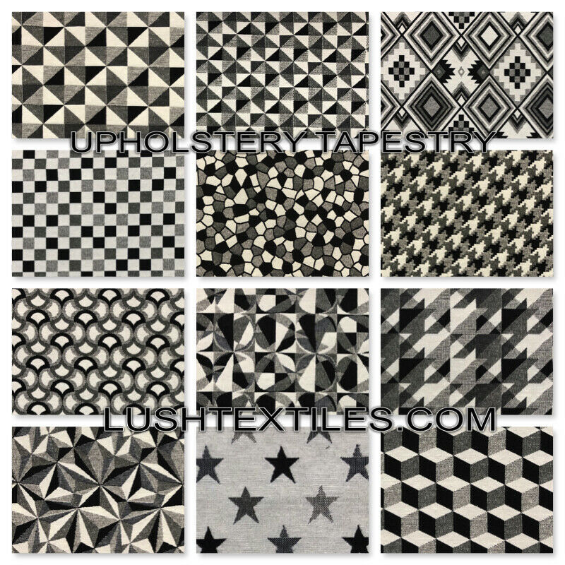 Tapestry Upholstery Fabric Curtain Cushion Blinds 140cm, Black/White