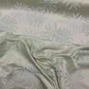 Cream & Green Floral Flowers Curtain Brocade Fabric 140cm