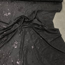 Black Floral Sequin Taffeta Fabric Dress Bridal Abaya Material - Bull Ring Fabrics