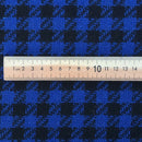 Black Houndstooth Check Tweed Wool Blend Fabric, Blue - Bull Ring Fabrics