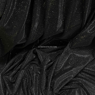 Black Sparkling Glitter Jersey Stretch Dress Fabric Backdrop - Bull Ring Fabrics