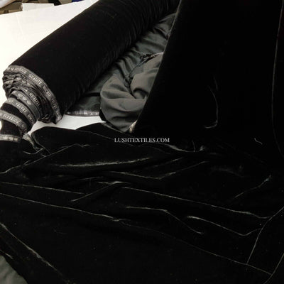BLACK Triple Velvet Velour Fabric Dressmaking Bridal Theatre Goth Costumes 45" - Bull Ring Fabrics