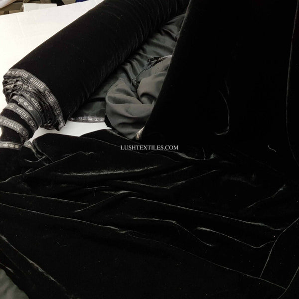 BLACK Triple Velvet Velour Fabric Dressmaking Bridal Theatre Goth Costumes 45" - Bull Ring Fabrics