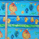 Blue Aquarium Ripstop Fishes Sea Life Shower Curtain Blinds Fabric 72" - Bull Ring Fabrics