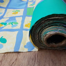 Blue Flower Pots Waterproof Ripstop Outdoor PVC Bathroom Fabric Nursery 182cm - Bull Ring Fabrics