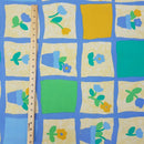 Blue Flower Pots Waterproof Ripstop Outdoor PVC Bathroom Fabric Nursery 182cm - Bull Ring Fabrics