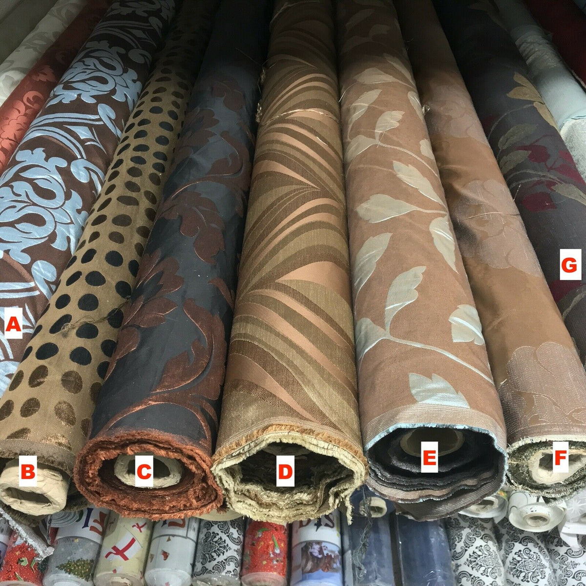 Brown Floral Damask Cotton Curtain Brocade Fabric 140cm - Bull Ring Fabrics