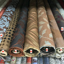 Brown Floral Damask Cotton Curtain Brocade Fabric 140cm - Bull Ring Fabrics