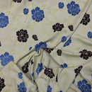 Brown Floral Flowers Designer Upholstery Fabric 140cm, Yellow Cream - Bull Ring Fabrics