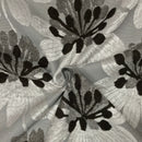 Brown Floral Flowers Heavy Upholstery Fabric 140cm, Beige - Bull Ring Fabrics