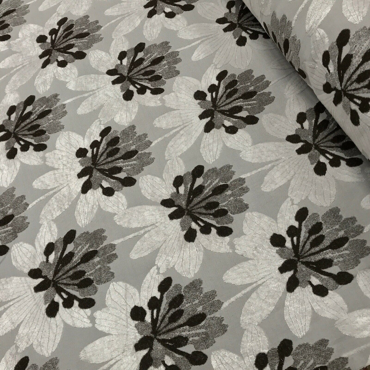 Brown Floral Flowers Heavy Upholstery Fabric 140cm, Beige - Bull Ring Fabrics