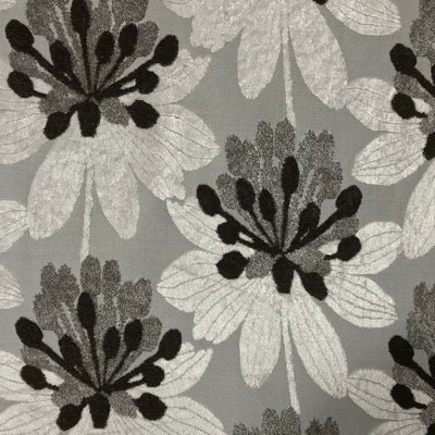 Brown Floral Flowers Heavy Upholstery Fabric 140cm, Beige - Bull Ring Fabrics